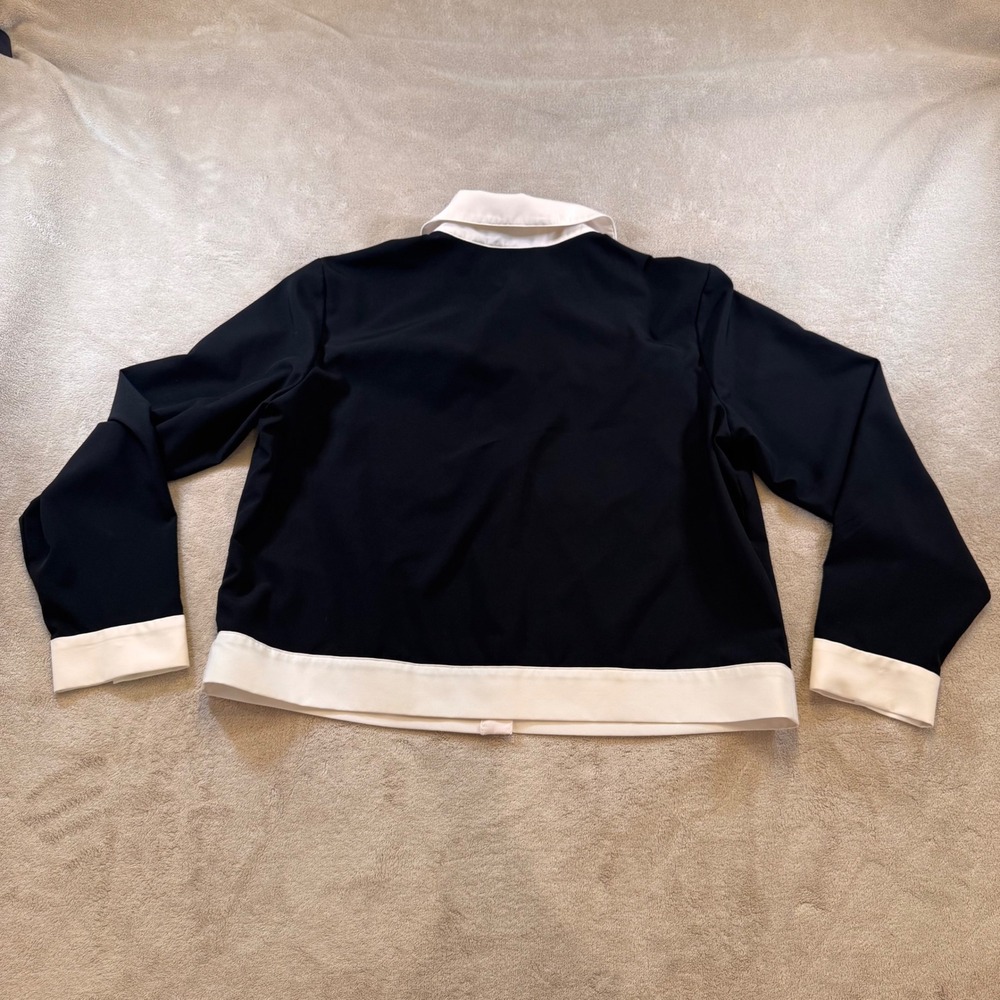 Luxury Parisian Old Money Yacht Club Black White Gold Button Quiet Luxe Sz L - Picture 10 of 10